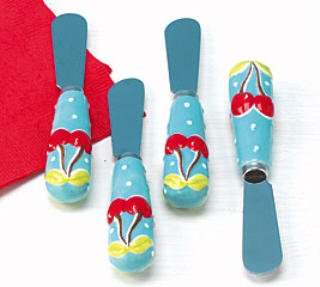 Buy Set Of 4 Retro Design Cherry Pie Cheese/Condiment Spreaders For Parties And Kitchen Decor Decorative Gift Box