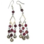 Garnet Earrings 07 Chandelier Red Bell Diamond Circle Goddess Crystal 3.2