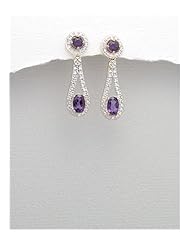 Gem Stones Earrings In 92.5 Sterling Silver