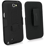 BoxWave Dual+ Holster Samsung Galaxy Note 2 Case - 3-in-1 Case with Holster Combo Includes Protective Case and Belt Clip Holster with Integrated Viewing Stand - New and Improved Design! (Jet Black)