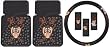 Tasmanian Devil Taz w/ Attitude 3pc Combo Set Front Floor Mats & Steering Wheel Cover Plus Bonus Matching Decal