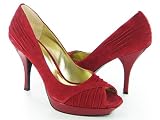 Guess Aliza Dark Red Suede Leather Platform Peep Toe Pumps Women's Shoes