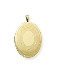 Gold Plated Sterling Silver 20mm Satin & D/C Fancy Oval Locket