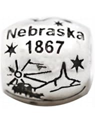 De Buman Sterling Silver Us 50 State Nebraska Bead,hole 5mm