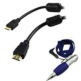 GTMax 10FT Mini HDMI With Ethernet Cable + Pen with Neckstrap Lanyard for Nikon Digital SLR D90, D7000, D3100, D5100; Canon Digital SLR EOS 7D, EOS 60D, EOS 550D, EOS 600D, EOS 50D, EOS 500D; Sony Interchangeable Lens NEX-5, NEX-3, Digital SLR A55