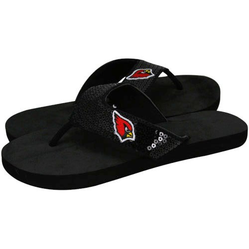 For Bare Feet Arizona Cardinals Women's Sequin Flip Flips