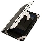 Black and White Executive Book-Style Leather Portfolio Jacket Case Cover for Barnes & Noble Nook Tablet and Nook Color e-Reader (Many Colors and Designs Available)