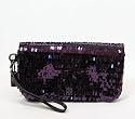 Coach Occasion Collection Sequin Flap Large Clutch Wristlet Bag 44460 Purple