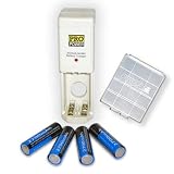 Pro Series Battery Buddy Compact Battery Charger can charge 4 AA or 4 AAA batteries w/ 4 Premium 2700 MAH rechargeable batteries & Battery Holder