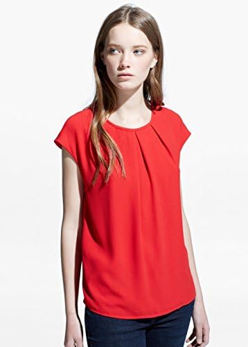 Mango Women's Pleated Detail Blouse, Intense Red, 10