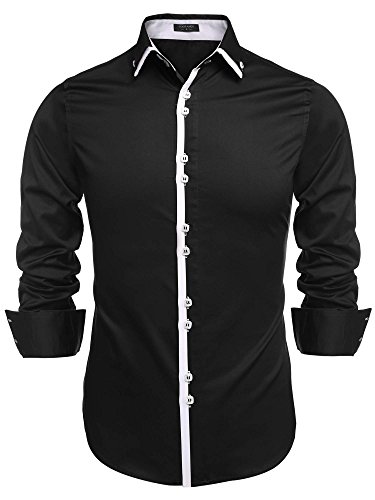 Coofandy Men's Contrast Color Button Down Dress Shirts Casual Shirts