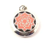 Sterling Silver Yoga Crown Chakra Locket Pink Enamel with 10 refill pads