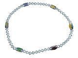 Anklet - A80 - Stretch - Swarovski (tm) Crystal and Fire Polished Glass Beads ~ Indian Sapphire (Denim Blue)