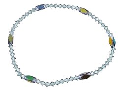 Anklet - A80 - Stretch - Swarovski (tm) Crystal and Fire Polished Glass Beads ~ Indian Sapphire (Denim Blue)