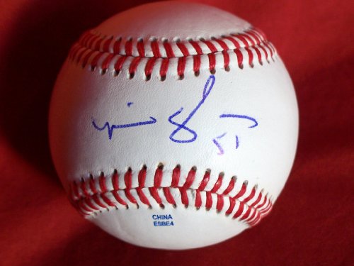 2011 World Series Michael Gonzalez Autographed ROLB Baseball, Texas Rangers, Atlanta Braves, Proof Photo of Mike Signing for Us.