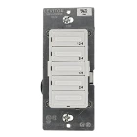 Leviton LTB12-1LZ Decora 12/8/4/2 Hour Electronic Timer Switch, White/Ivory/Light Almond