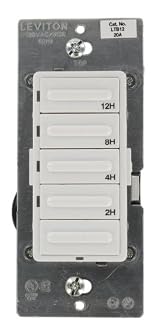 2-4-8-12 Hour Countdown Timer Switch, Preset, Decora 1800W Incandescent/20A Resistive-Inductive 1HP, White/Ivory/Light Almond, LTB12-1LZ