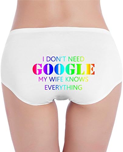 AM Lin's Funny I Don't Need Google My Wife Knows Everything Low-Rise Brief Panties White Size Small