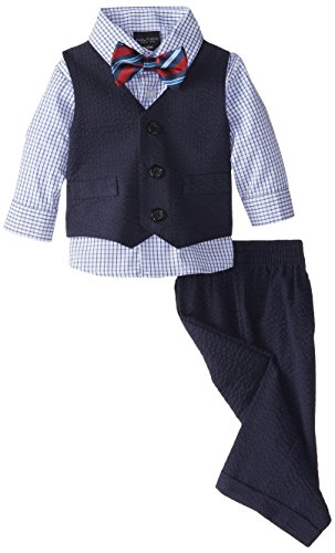 Nautica Baby-Boys Newborn Seersucker Vest Set, Sapphire, 6-9 Months