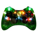 MS X-Box 360 Crystal Green Stealth Multi 8 Mode Turbo Action Rapid Fire Gun Mod Wireless Game Controller w/ Flashing LED's Lights.