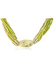 Kenneth Cole New York "Semiprecious Bead Item" Green Oval Stone Multi-Row Necklace, 20"