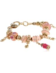 Baby Bottle Theme Gold Tone Charm Bracelet, 7.5"