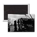 Captain at the wheel of his ship. - 3x2 inch Fridge Magnet - large magnetic button - Magnet