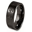 Black Plated Polished Tungsten Carbide Band with Laser Cross Design (8.0mm) - Sizes 8 - 13