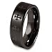 Black Plated Polished Tungsten Carbide Band with Laser Cross Design (8.0 mm) - Sizes 8-13