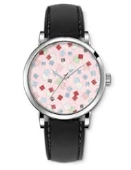 SPRAWL Aanalog Fashion Series Silver Ladies Watches of Genuine Black Leather Strap,Unique Wrist Watch for Women Girls Designed with Different color cubes
