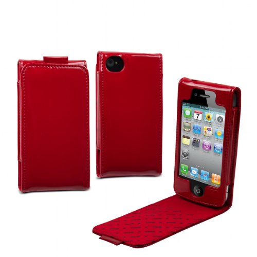 muvit Luxe Glossy Ledertasche f&uuml;r iPhone 4G rot Preisvergleich