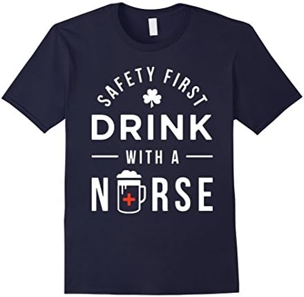 Men's NURSES GIFT/ NURSE SHIRT:  SAFETY FIRST Medium Navy
