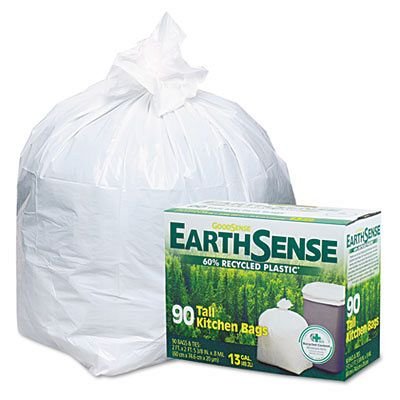 Webster Earthsense Recycled Can Liners, 13 Gallons, White, 90 Bags/Box (GES6K90) - Complete Case of 6 On Sale