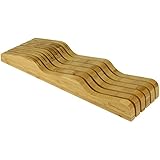 Organic Bamboo Knife Block Organizer, Heim Concept In- Drawer Premium Bamboo Wood Knife Storage Block - Holds Up To 16 Knives