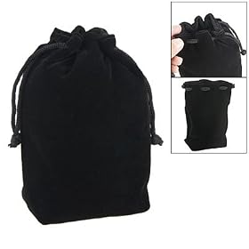 Soft Rectangular Digital Camera Drawstring Closure Velvet Pouch Black: Home Improvement