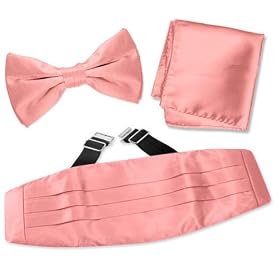 Peony Pink Pretied Bow Tie by Elite Solid pink silk cummerbund sets