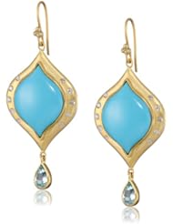 Lauren Harper Collection Archipeligo Blue 18k Gold, Turquoise and Diamond Arabesque Earrings