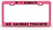 MY HEART BELONGS TO AN ANIMAL TRAINER Occupation Metal Auto License Plate Frame Tag Holder, Pink/Black