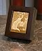 Cat / Flowers Lithophane Shadow Box Cherry Finish Wood