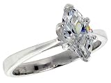 Sterling Silver .85 Carat size Marquise Cut Cubic Zirconia Bridal Ring