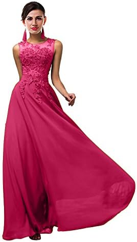 MaliaDress Women Long Chiffon Beading Evening Bridesmaid Dress Prom Gown M004LF Fuchsia US10