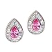 CZ Pink Sapphire Baguette Teardrop Earrings Non Pierced Ears