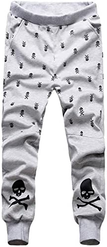 Men's Skull Printing Harem Training Dance Jogging Pants Slacks 2 Colors Medium Gray