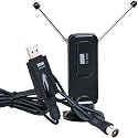 August DTA225B Amplified Freeview TV Aerial - Portable Digital Antenna with Signal Booster for USB TV Tuner / DVB-T Television / DAB Radio - With Suction Cup and Clip Mount