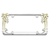 Buy Cruiser Accessories Chrome License Plate Frame with 24 Karat Gold Palm Tree by Cruiser Accessories