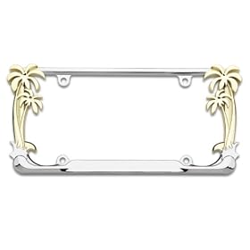 Buy Cruiser Accessories Chrome License Plate Frame with 24 Karat Gold Palm Tree by Cruiser Accessories now!