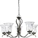 Progress Lighting P4016-88 5-Light Chandelier with Clear Hurricane Glass Shades, Heirloom