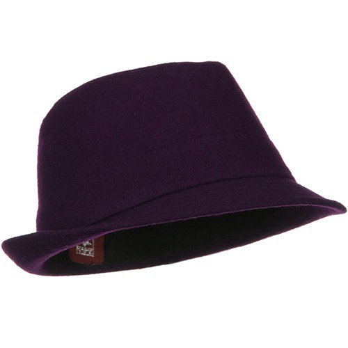 Solid Wool Blend Winter Fedora Hat - Purple W19S64B