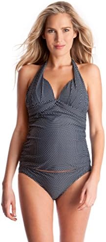 Seraphine Lila Polka Dot Maternity Tankini - Navy - Small