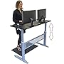 Tranzendesk Standing Desk - 55 inch Long - Easily Crank from Sitting to Standing (Black Top / Silver Frame)